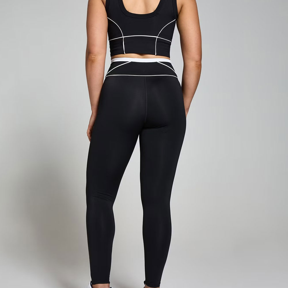 Contrast Texture Leggings – Black - Image 2