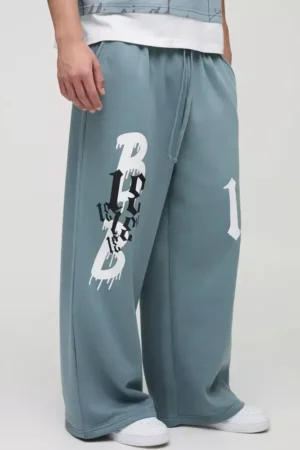 Extreme Wide Leg Grunge Varsity Jogger