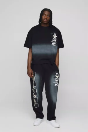 Oversized Man Washed T-Shirt & Jogger Long Set